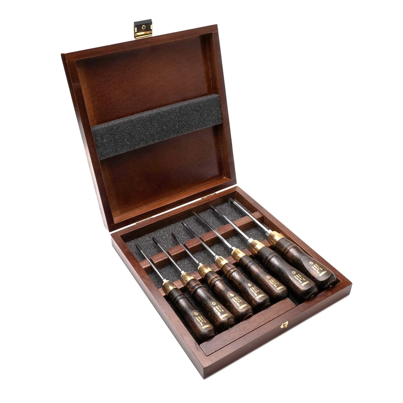 Narex Screwdriver Set in Wooden Box, Set of 7 pcs (Slotted/Phillips/Pozidriv)