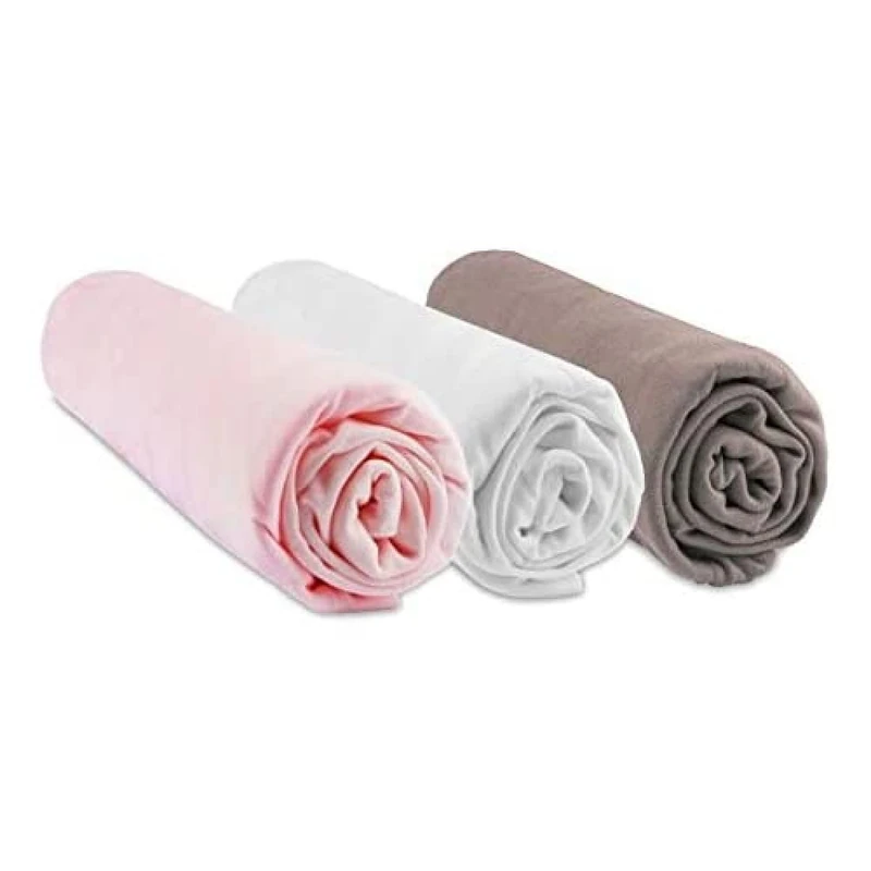 Lot de 3 Draps Housse Bambou - 40 x 80/40 x 90 - Rose White Taupe