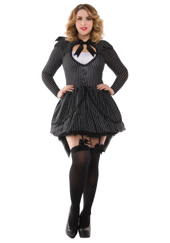 Party King PK407XL Women's Plus Size Bad Dreams Babe Sexy Costume Nightmare Before Christmas Adult, Black, 2X