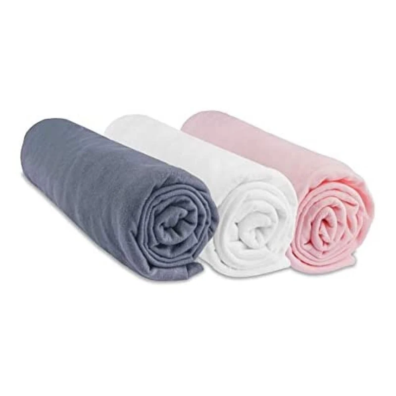 Lot de 3 Draps House Coton - 70 x 140 cm - Grey White Rose - Image 1