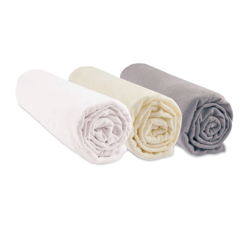 Lot de 3 Draps Housse Coton Organic - 60 x 120 - Noisette White