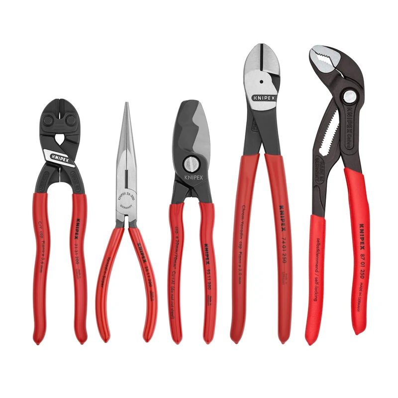 KNIPEX - 9K 00 80 108 US Tools - 5 Piece Automotive Starter Pliers Set (87 01 250, 95 11 200, 26 11 200, 74 01 250, 71 31 200) (9K0080108US)
