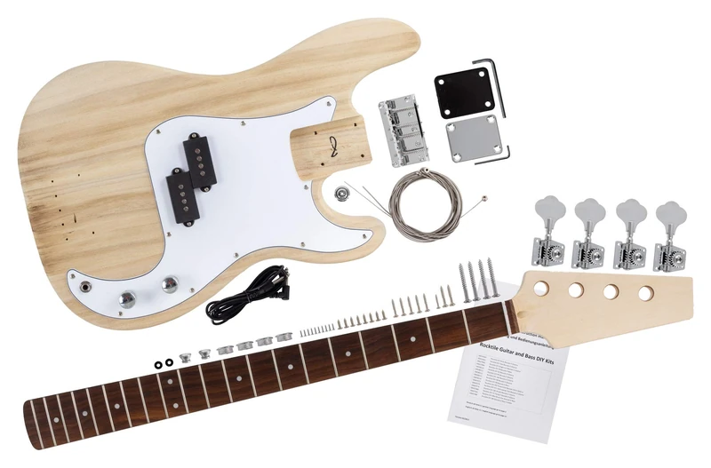 Rocktile DIY PB Electric Bass Kit (“Do-It-Yourself” Electric Bass Kit, PB Style, Body: Lime, Neck: Maple Screwed, Fingerboard: Rosewood