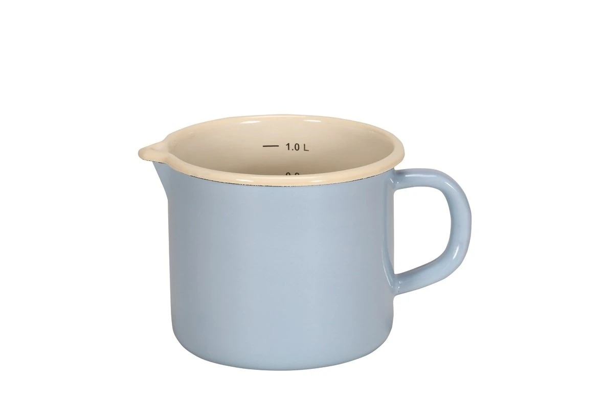 Karl Kruger 088453 Sylt Pastell Series Milkpot with Spout, 1 l, Enamel, Blue/Cream