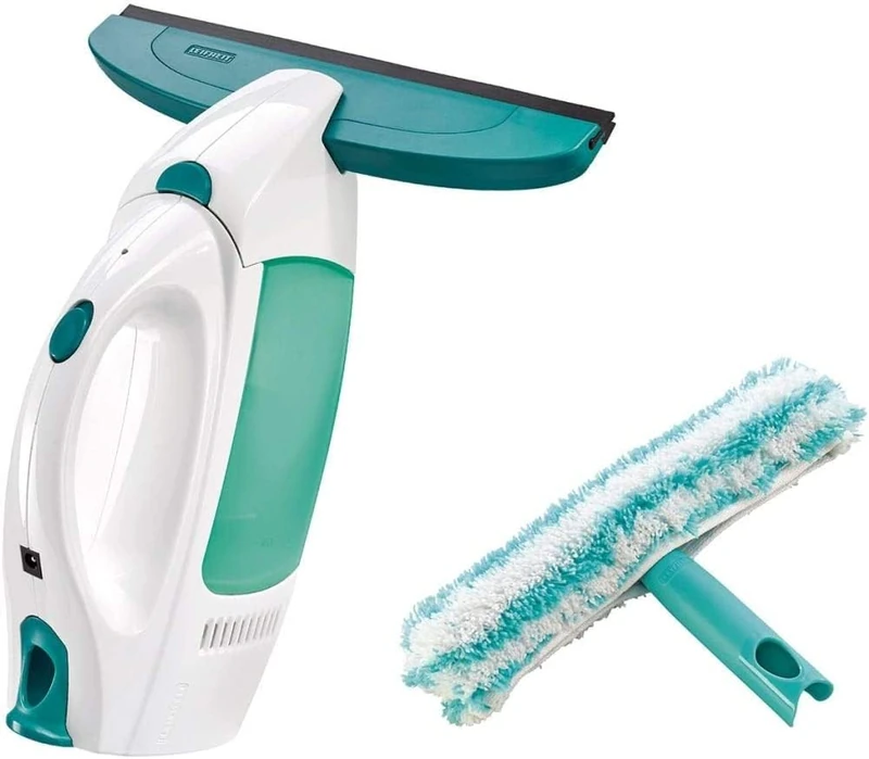 Leifheit Dry & Clean Window Vacuum Cleaner Set with Handle and Washers, Window Cleaning Kit with up to 35 Minutes of Power, Electric Window Cleaner - Image 1