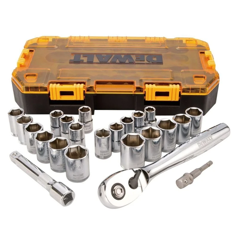Stanley Tools STADW73813 1/2-Inch Drive Tough Socket Set - Yellow/Black (23-Piece) - Image 1