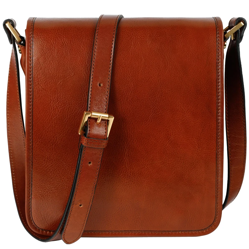 Time Resistance Leather Messenger Bag - Crossbody Shoulder Bag