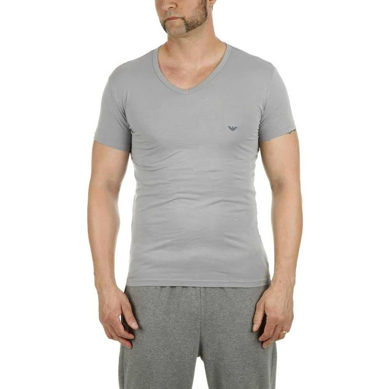 Emporio Armani Men's 111512cc717 Short Sleeve T-Shirt,Pack of 2,Multicoloured - Mehrfarbig (GRIGIO/MARINE 13742),X-Large