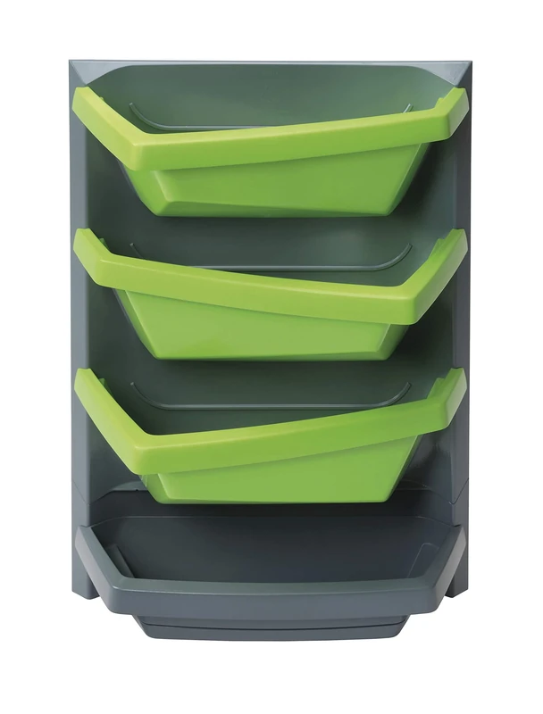 JUWEL Vertical Garden 20130 Basic Element Titanium/Lime with 3 Plant Bowls, Waterproof Back Panel, Suitable for Balcony and Patio, Flower Bed, Wall Mounting,