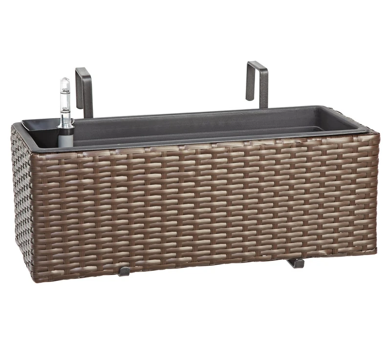 Dehner Florence Flower Box, 50 x 19 x 20 cm, Poly Rattan, Brown - Image 1