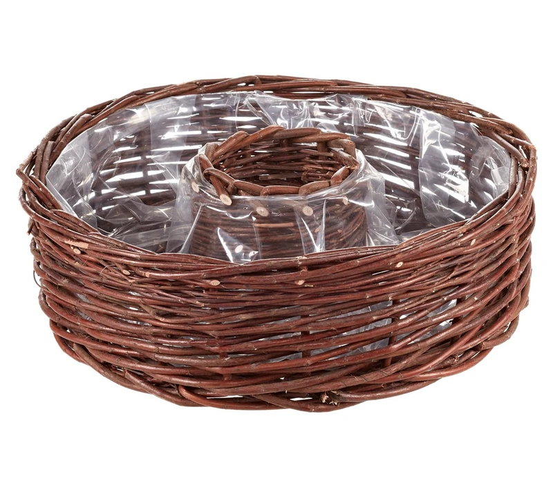 Dehner Korbring Wicker with Film for Planting, Height 12 CM, Diameter: 40 CM, Wicker