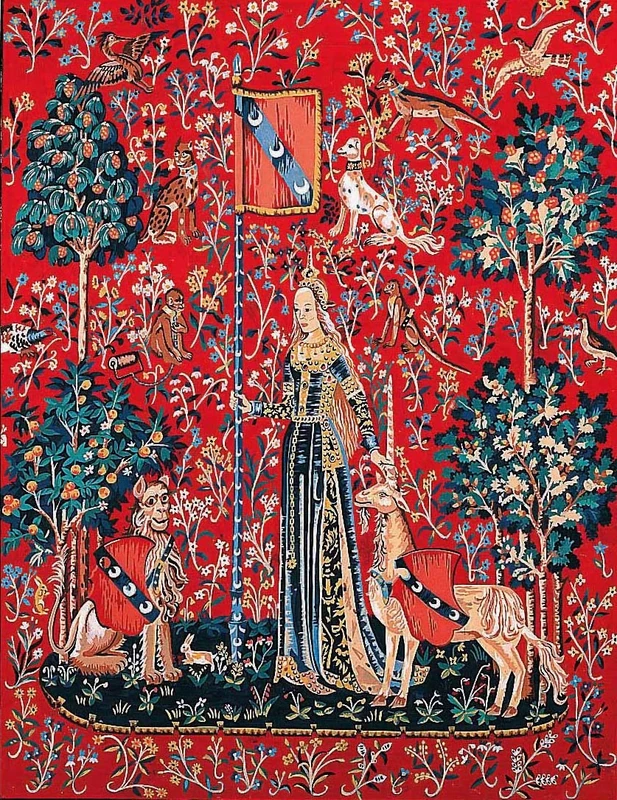 Margot de Paris Dame à la Licorne, “le Toucher” Printed Tapestry Canvas, Multi-Colour, 0.6