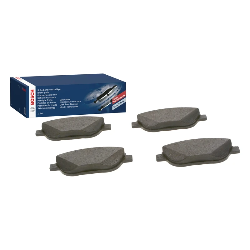 Bosch BP1485 - Brake Pads Car Front Axle - Bosch Quality - Reduced Noise and Dust - ECE-R90 Certified - Copper-Free - 1 Set of 4 Pads - With Accessories