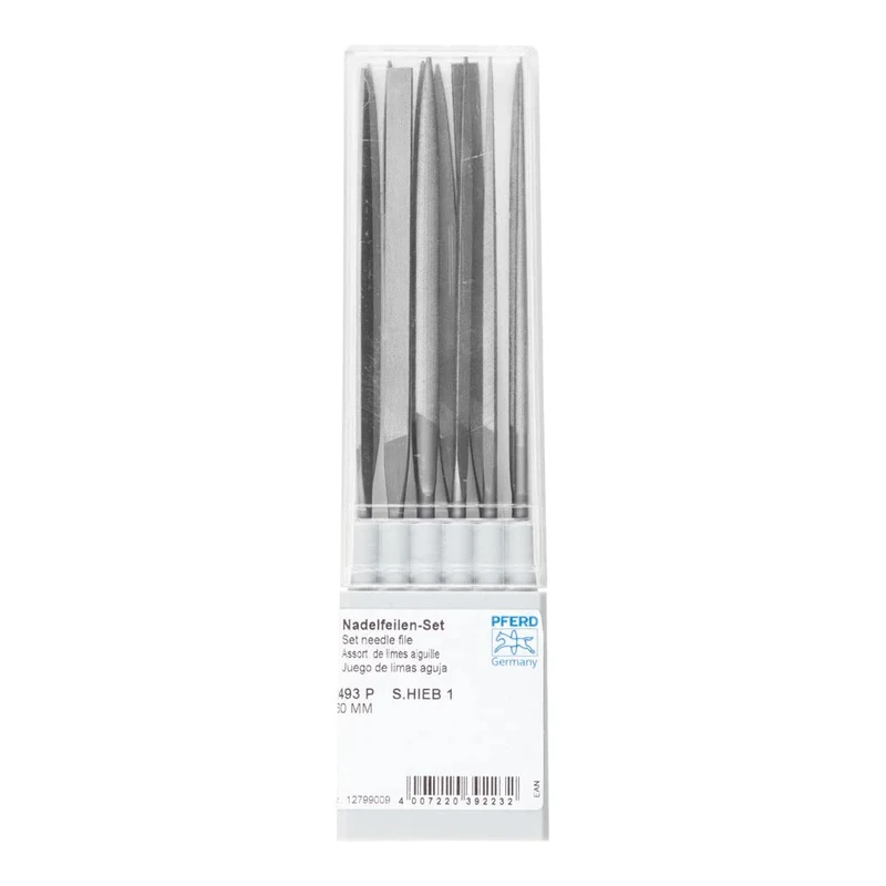 PFERD Precision Needle File Set, 12-Piece | Swiss Cut 1, 160 mm | 12799009 - for Medium Precision Machining in Plastic Box