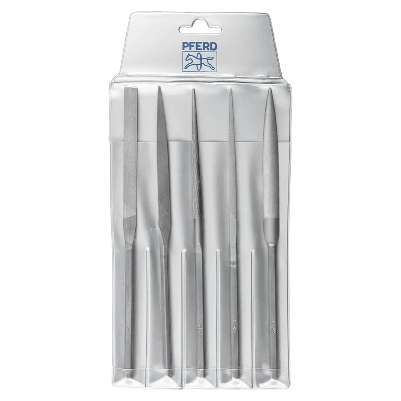 PFERD Precision Mobile Phone File Set, 5 Pieces | Swiss Cut 1, 215 mm | 12732003 - for Medium Precision Machining in Plastic Bag