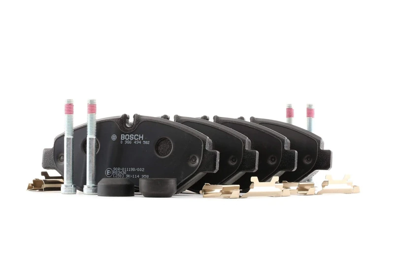 Bosch BP1231 - Brake Pads Car Front Axle - Bosch Quality - Reduced Noise and Dust - ECE-R90 Certified - Copper-Free - 1 Set of 4 Pads - With Accessories