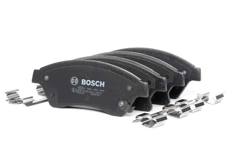 Bosch BP1355 - Brake Pads Car Front Axle - Bosch Quality - Reduced Noise and Dust - ECE-R90 Certified - Copper-Free - 1 Set of 4 Pads - With Accessories
