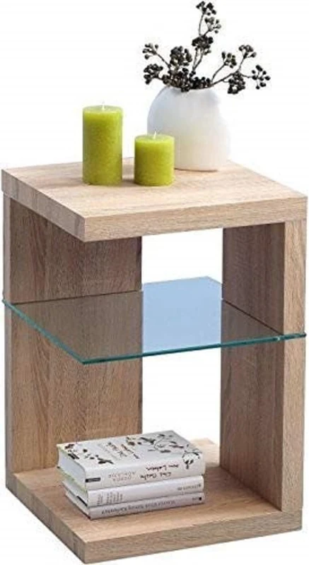 HomeTrends4You 515742 Side Table/Bedside Table, 40 x 60 x 40 cm Sonoma Oak Finish