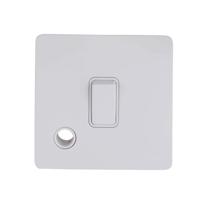 Schneider Electric Ultimate Screwless Flat Plate - Single Light Switch with Flex Outlet, Double Pole, 20AX, GU2413WPW, Painted White with White Insert
