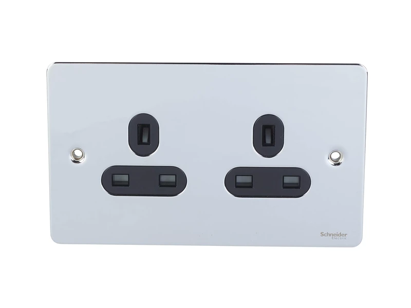 Schneider Electric - Ultimate flat plate (UFP) 1.5 mm plate thickness together with large footprint provides extra strength - Wiring Devices Polished Chrome/Black - GU3260BPC