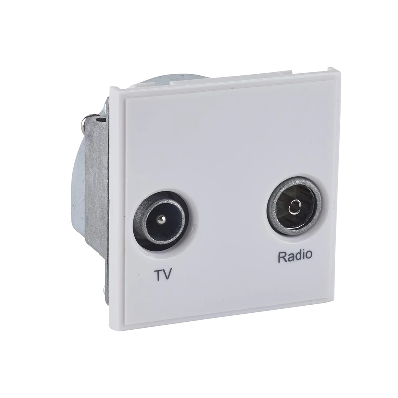 Schneider Electric Euro Module - Single Euro Module, with TV/FM Aerial Socket, GUE7010W, White, Pack of 5 - Image 1