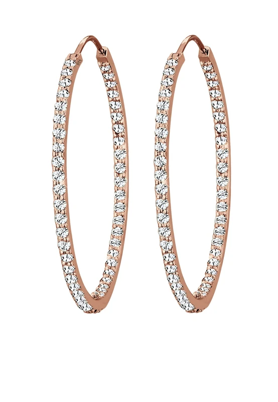 Elli Earrings Hoop Crystals 925 Silver Rose Gold-Plated