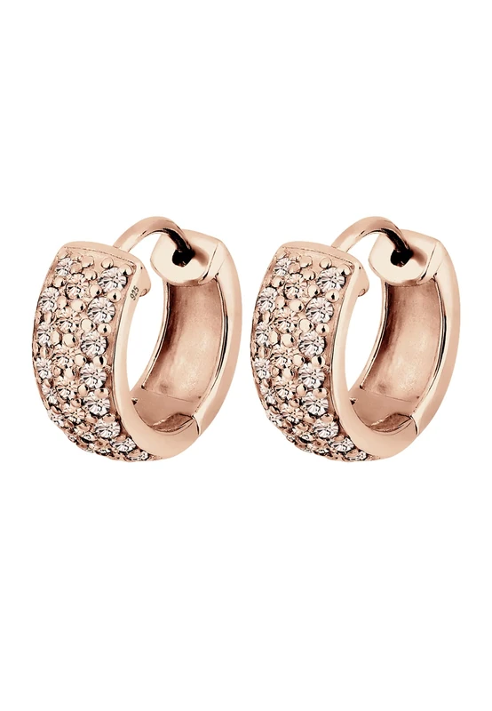 Elli Earrings Hoop Crystals in 925 Sterling Silver Rose Gold Plated - Image 1