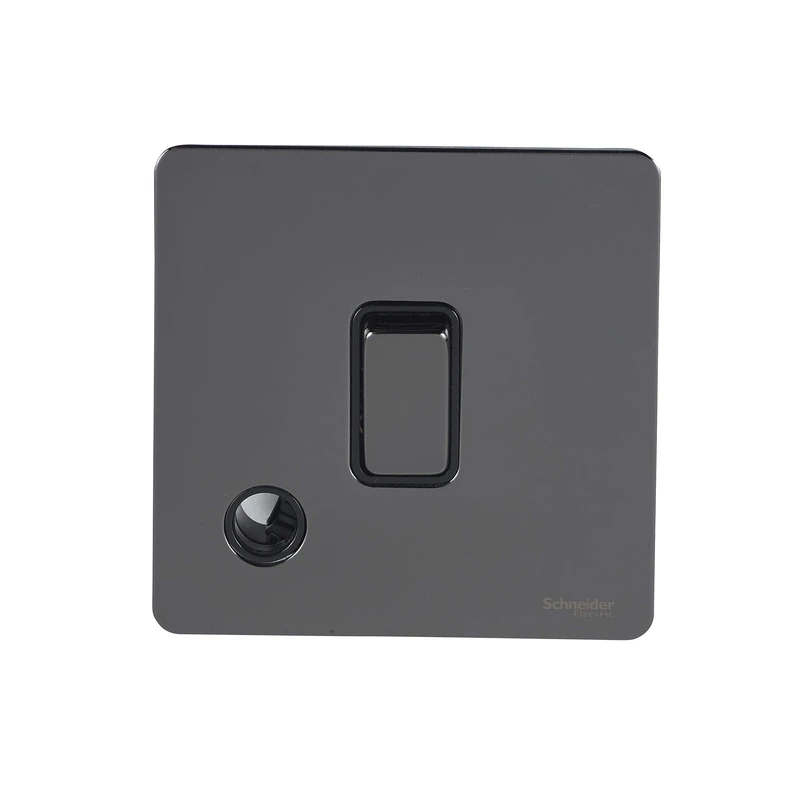 Schneider Electric Ultimate Screwless Flat Plate - Single Light Switch with Flex Outlet, Double Pole, 20AX, GU2413BBN, Black Nickel with Black Insert