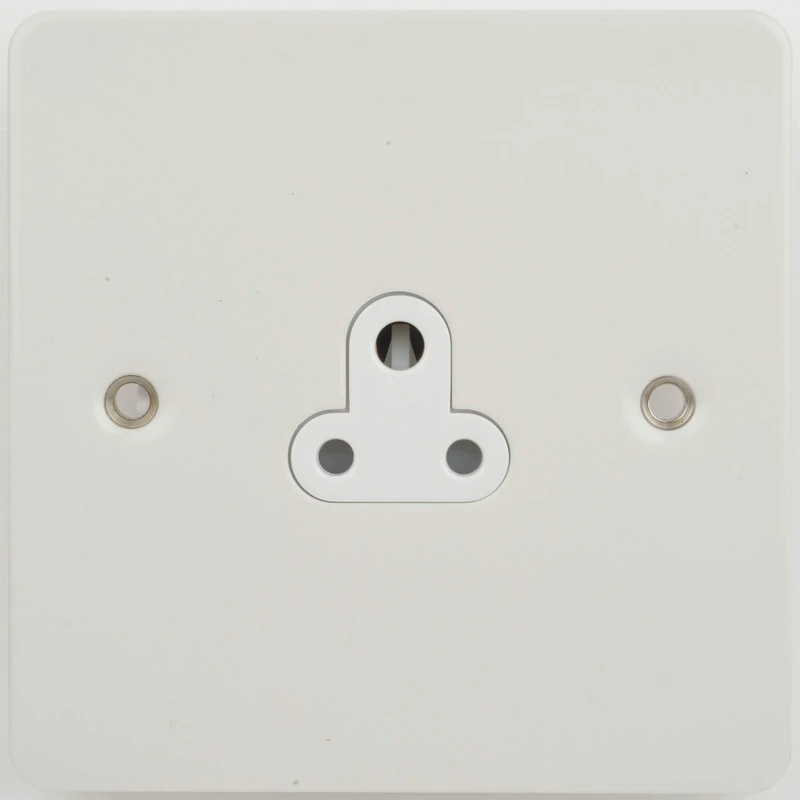 Schneider Electric Ultimate Flat Plate - Unswitched Single Power Socket, Round Pin, 2A, GU3270WPW, Painted White with White Insert