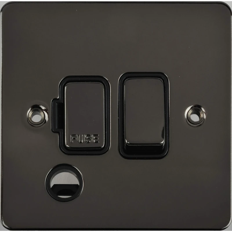 Schneider Electric Ultimate Flat Plate - Switched Fused Connection Unit, with Flex Outlet, GU5213BBN, Black Nickel with Black Insert