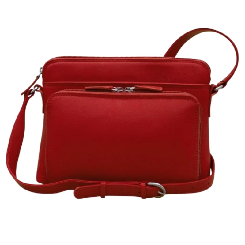 ili New York Genuine Leather Crossbody Bags for Women - Premium RFID Blocking Shoulder Bag Organizer with Adjustable Strap, Red, One Size