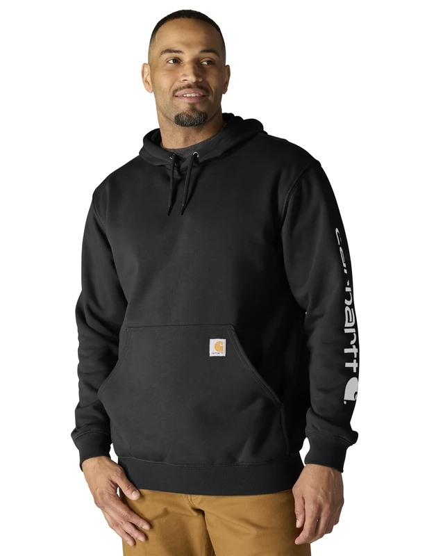 Carhartt Men's Loose Fit Midweight Logo Sleeve Graphic Sweatshirt, Black, XS