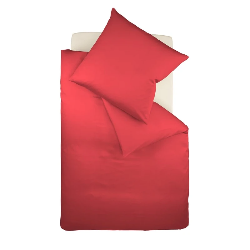 fleuresse Colours Satin Duvet Set, Satin, cherry, 38.6 x 27.8 x 3.0 cm