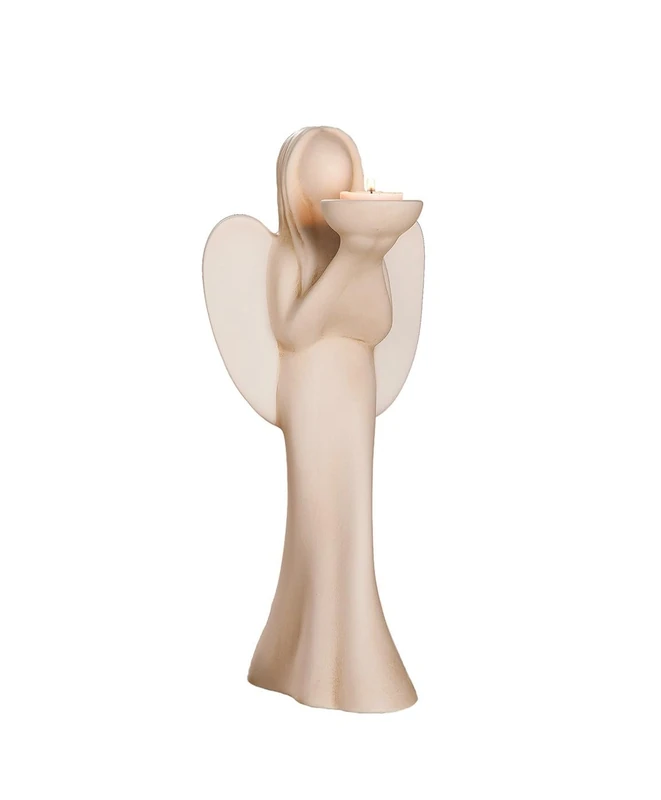 GILDE Ceramic Angel Luciane Tea Light Holder Tea Light Cream/White Standing Holder in Both Hands 30781