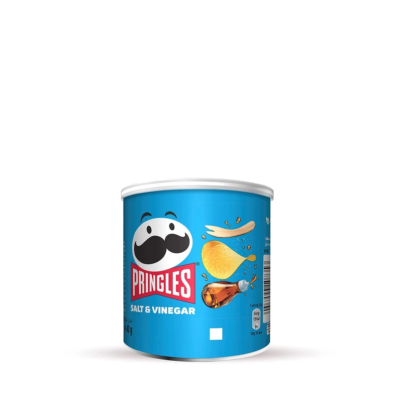 Pringles Salt and Vinegar Flavour Potato Chips, 40g, (Pack of 12)