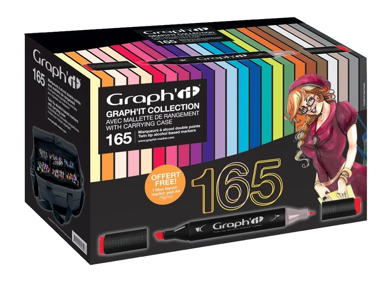 Graph' It Case Collection Complete Set 165 Markers Assorted Colours