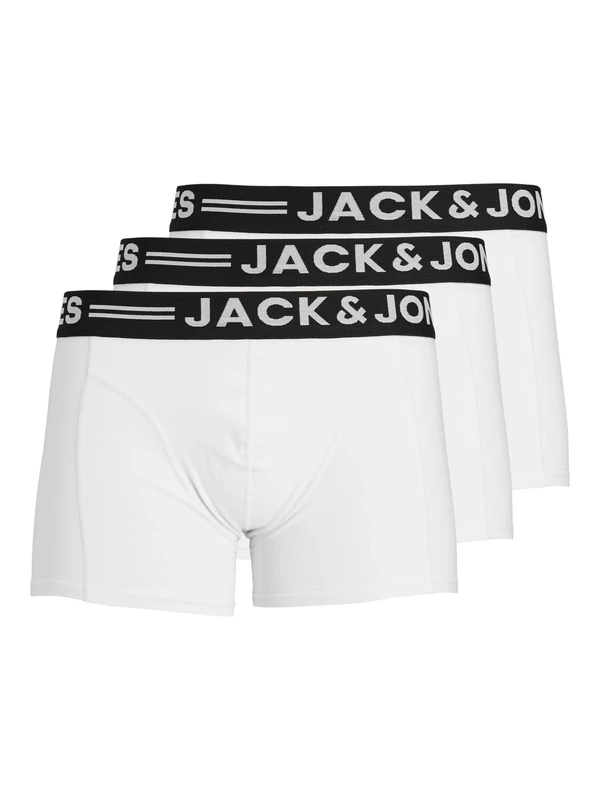 Jack and Jones Men's Sense Trunks Set of 3Boxer Shorts, White, X-Large