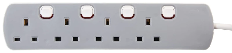 PRO ELEC PELB1768 4 Gang Individually Switched Extension Lead 10m, Grey, 4 Socket