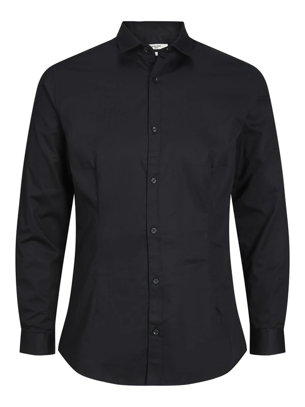 Jack and Jones Men's Parma Slim Fit Long Sleeve Formal Shirt, Black, X-Large - Image 1