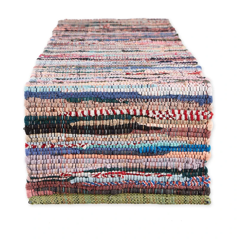 DII 100% Cotton, Everyday Machine Washable Chindi Rag Table Runner, 14 x 72, Multi Color