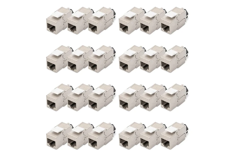 Digitus Keystone module Cat-6A Shielded - 24 pieces - RJ45 socket - 500 MHz 10GBase-T - AWG 26-22 - Design compatible - With latching lever - Tool-free installation