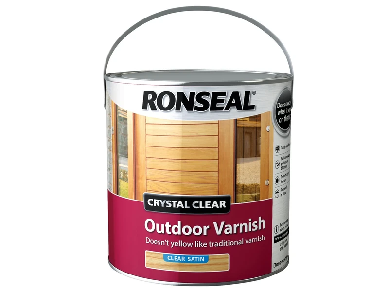 Ronseal CCODVS25L 2.5 Litre Crystal Outdoor Satin Finish Varnish - clear