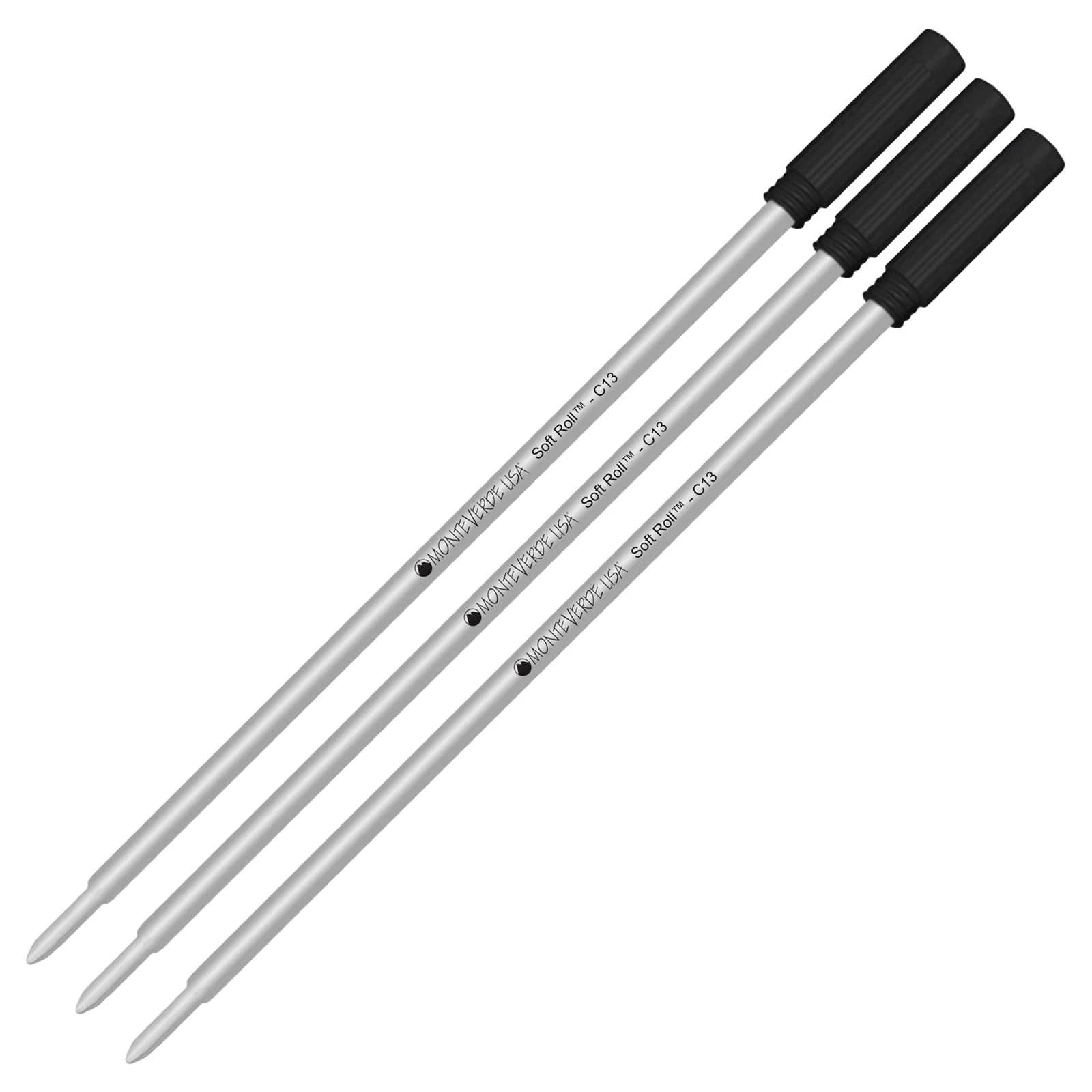 3 Pack - Black Monteverde Soft Roll Ballpoint for Cross Ballpoint Pens