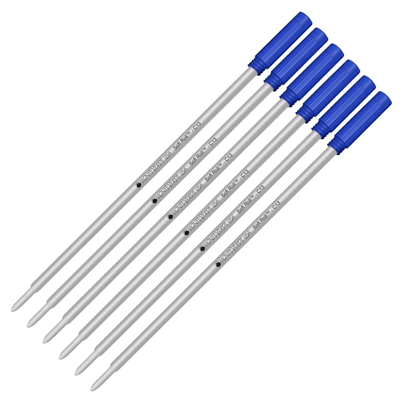 6 Pack Blue Monteverde Soft Roll Ballpoint for Cross Ballpoint Pens