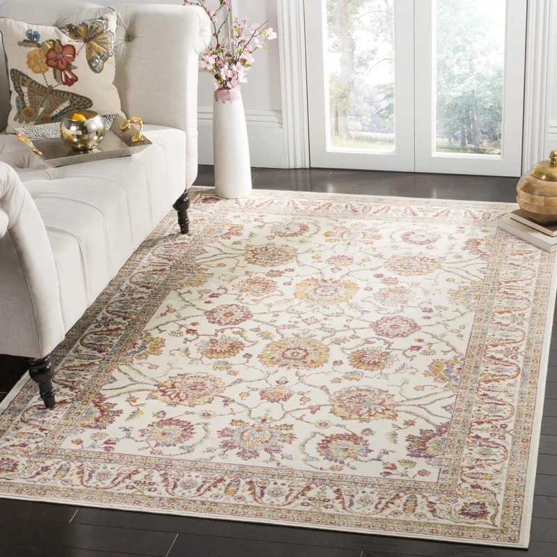 SAFAVIEH Old World Persian Rug for Living Room, Dining Room, Bedroom - Sevilla Collection, Short Pile, in Ivory and Multi, 155 X 231 cm