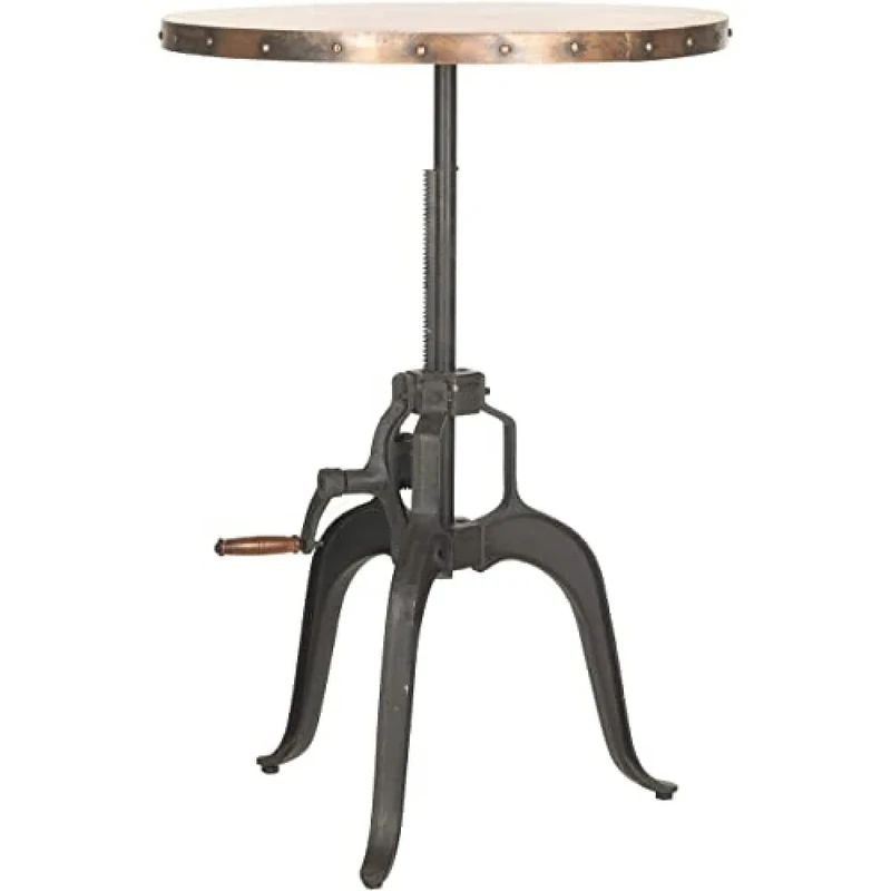 SAFAVIEH Rustic Accent Table with Iron Legs, in Black and Copper, 75 X 75 X 80