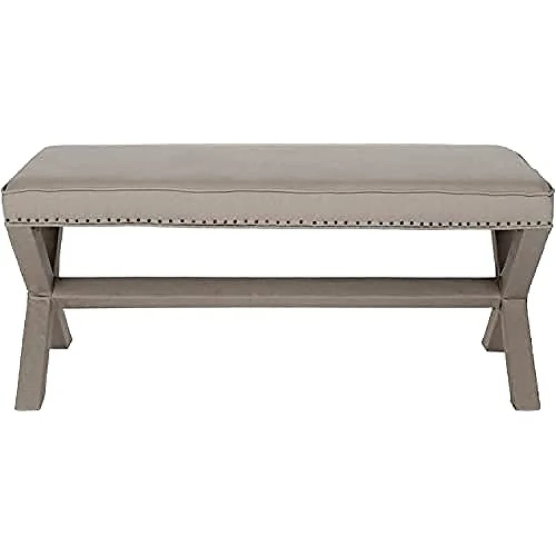 SAFAVIEH Upholstered Ottoman, in Taupe, 105 X 55 X 50