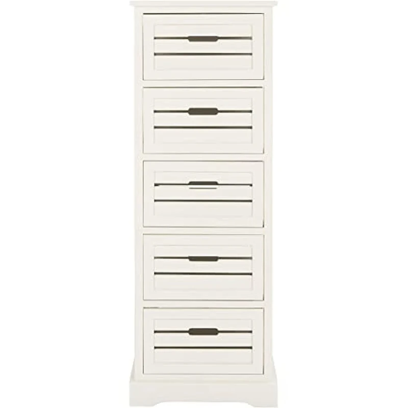 SAFAVIEH Contemporary Wooden Storage Chest with 5 Drawers, in Antique and Cream, 30 X 40 X 120
