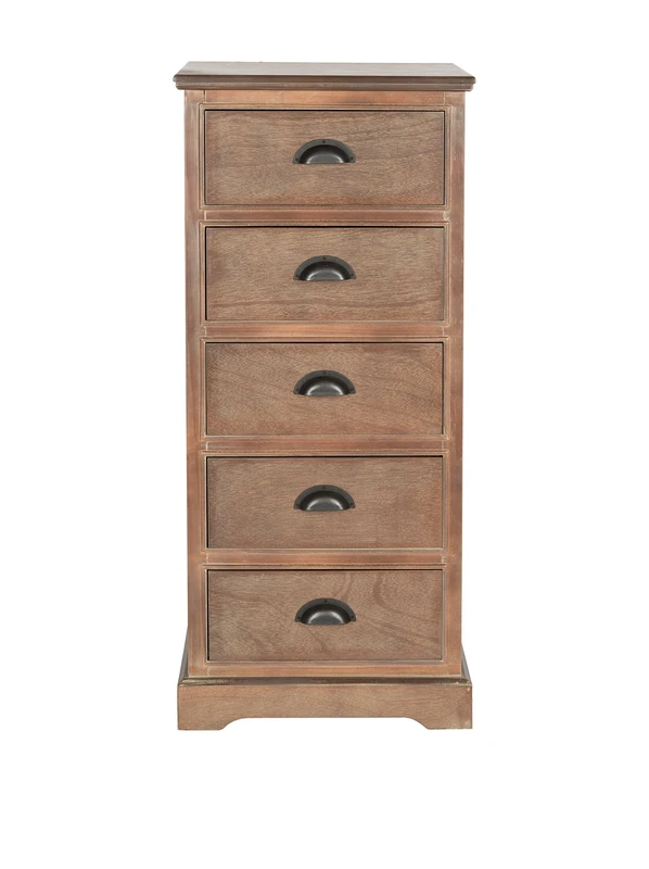 SAFAVIEH Modern Wooden Storage Chest with 5 Drawers, in Grey, 45 X 35 X 105
