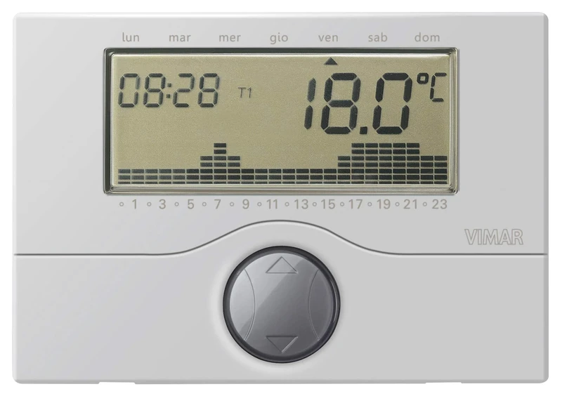 VIMAR 01910.20 Surface Battery-Timer-Thermostat, Silver